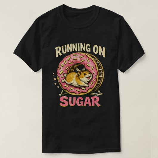 「シュガーで走る」ハイパーハムスター デザイン Tシャツ (デザイン正面)
