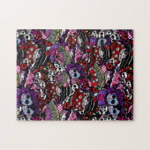 シュガーアートスカルの日の死んだドードルパターン ジグソーパズル (横)