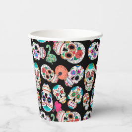 シュガーカラフルスカルオンブラックハロウィーン 紙コップ