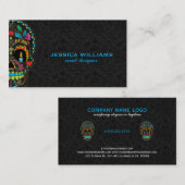 シュガーカラフルスカル&ブラックペイズリー 名刺 (正面/裏面)