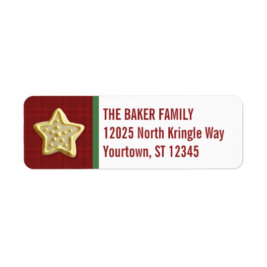 シュガークッキーのクリスマスレッドプレイドカスタムラベル ラベル (正面)