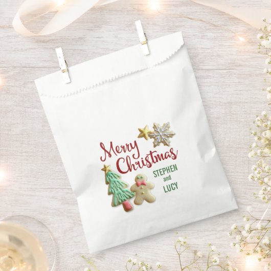 シュガークッキークリスマスカスタムバッグ フェイバーバッグ (クリップ留めされた状態)