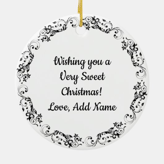シュガークッキーパーソナライズされたクリスマス セラミックオーナメント (裏面)