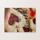 シュガークリスマスクッキーハート形レッドフォト ジグソーパズル (横)