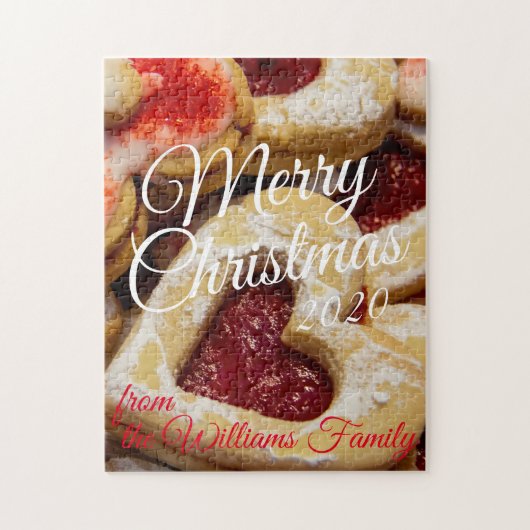 シュガークリスマスクッキーハート形レッドフォト ジグソーパズル (縦)