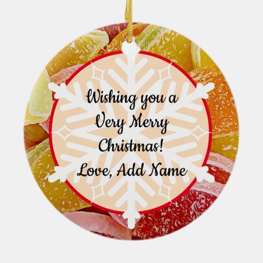 シュガージェリーキャンディーズリアルなフードクリスマス セラミックオーナメント (裏面)