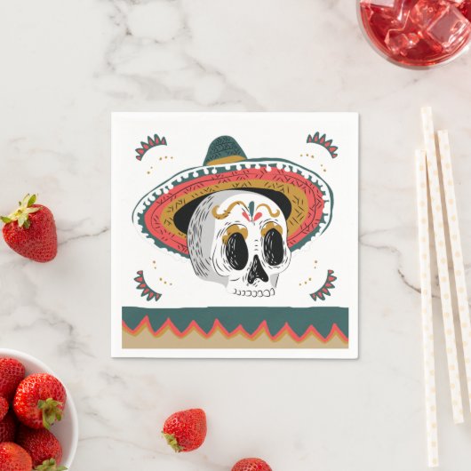 シュガースカルとソンブレロハロウィーン スタンダードカクテルナプキン (インサイチュ)