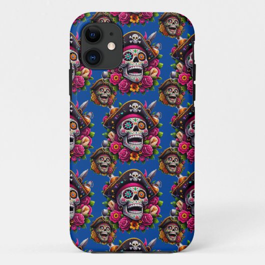 シュガースカルアーすてきト – 海賊版スカル(青) Case-Mate iPhoneケース (裏面)