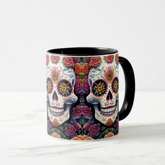 シュガースカルアートディアデロスミュートスフローラスカル マグカップ (正面右)