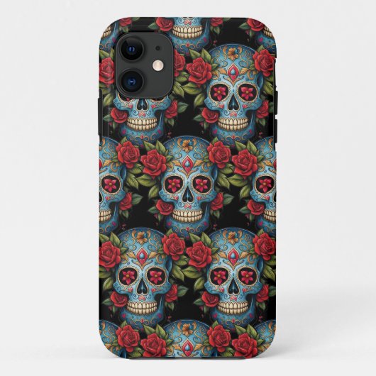 シュガースカルアート鮮やか – ブルートラディション Case-Mate iPhoneケース (裏面)