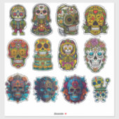 シュガースカルアート12ピース伝統的パック シール (シート)