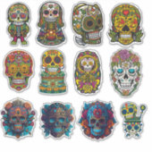 シュガースカルアート12ピース伝統的パック シール (正面)