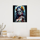 シュガースカルアート – 開花美しい ポスター (キッチン)