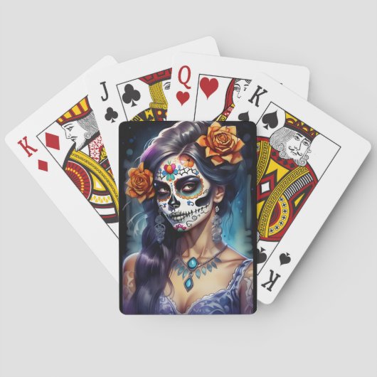 シュガースカルアート – 顔のフェスティバル トランプ (裏面)