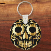 シュガースカルアート、Day of the Dead Black and金ゴールド キーホルダー (裏面)