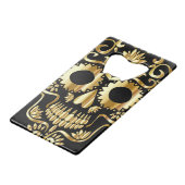 シュガースカルアート、Day of the Dead Black and金ゴールド クレジットカード栓抜き (正面アングル)