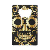 シュガースカルアート、Day of the Dead Black and金ゴールド クレジットカード栓抜き (裏面)