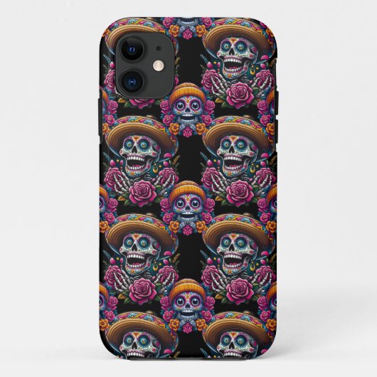 シュガースカルアー鮮やかト – Day of the Dead Case-Mate iPhoneケース (裏面)