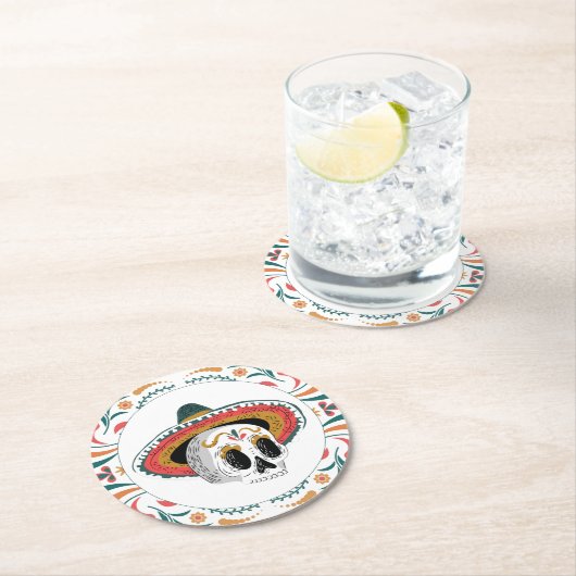 シュガースカルウィズソンブレロ ラウンドペーパーコースター (インサイチュ)