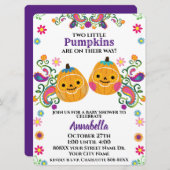 シュガースカルカボチャ男の子と女の子ツインズ 招待状 (正面/裏面)