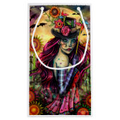 シュガースカルガールファンタジーハロウィーンアート スモールペーパーバッグ (裏面)