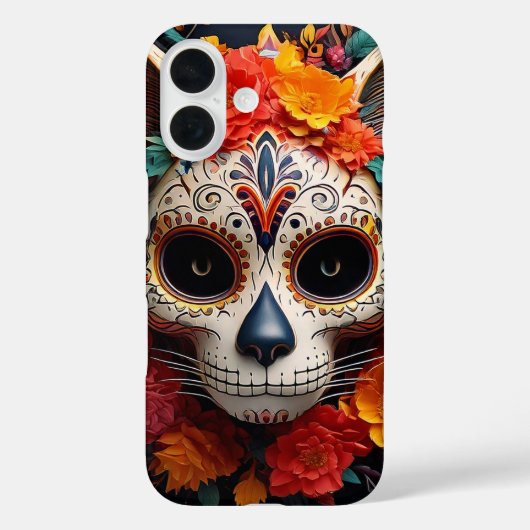 シュガースカルキャットと花iPhone / iPadケース Case-Mate iPhoneケース (裏面)