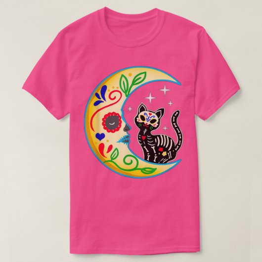 シュガースカルキャットムーンハロウィーンデイオブザデッド2 Tシャツ (デザイン正面)