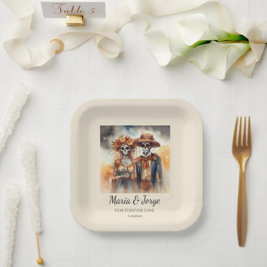 シュガースカルスウィートカスタムアーツ ペーパープレート (ウェディング)