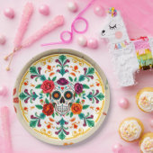 💀🎉シュガースカルスッパーウェアディーアデロスムエルトス ペーパープレート (パーティー)