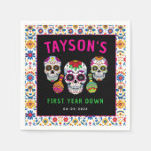 シュガースカルズデイ1st誕生日パーティーディカラフルア スタンダードカクテルナプキン (正面)