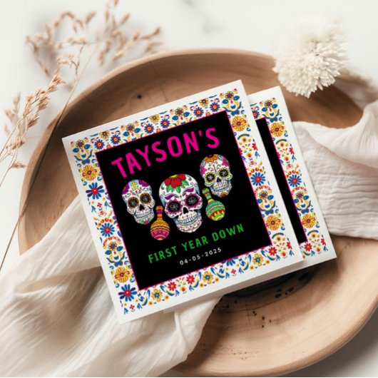 シュガースカルズデイ1st誕生日パーティーディカラフルア スタンダードカクテルナプキン