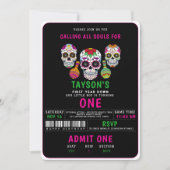 シュガースカルズデイ1st誕生日パーティーディカラフルア 招待状 (正面)