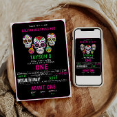 シュガースカルズデイ1st誕生日パーティーディカラフルア 招待状