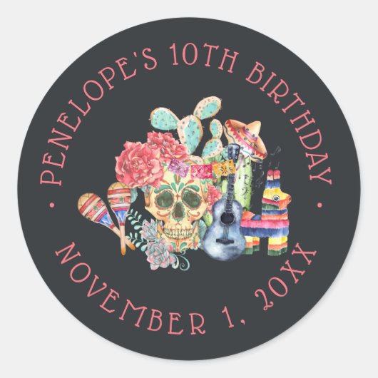 シュガースカルズ ディア・デ・ロス・ムエルトス 誕生日 ラウンドシール (正面)