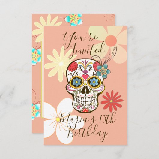 シュガースカルソフトピーチバラヒッピーフローラ 招待状 (正面/裏面)