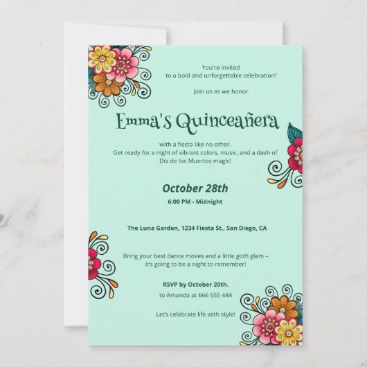 シュガースカルディアデミュートスキンセアニラ誕生日 招待状 (裏面)