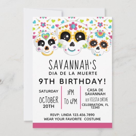 シュガースカルディアデラミュエルテハロウィーン誕生日イン 招待状 (正面)