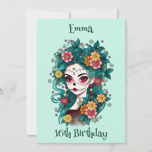 シュガースカルディアデロスミュートススウィート16誕生日 招待状 (正面)