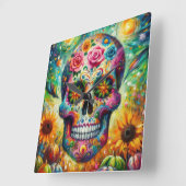 シュガースカルディアデロスミュートスデイオブザデッド スクエア壁時計 (傾斜)