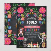 シュガースカルデイオブザデッドハロウィーン誕生日 招待状 (正面/裏面)