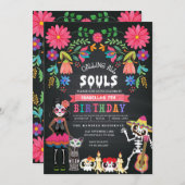 シュガースカルデイオブザデッドハロウィーン誕生日 招待状 (正面/裏面)