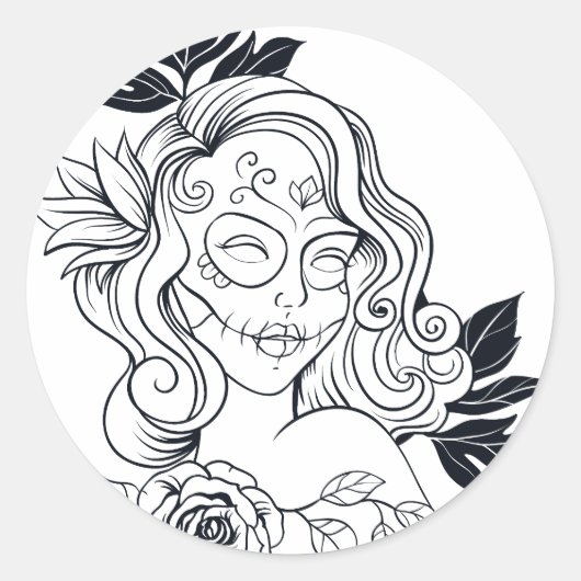 シュガースカルデイオブザデッド女の子カラベリア ラウンドシール (正面)