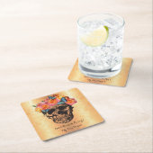 シュガースカルバラゴールデンスカルアート スクエアペーパーコースター (インサイチュ)