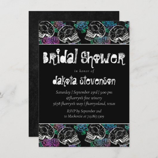 シュガースカルパステルバラ |グラデーションブライダルシャワー 招待状 (正面/裏面)