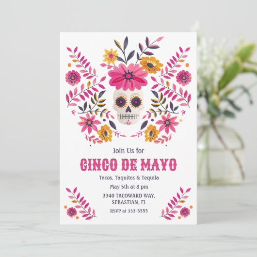 シュガースカルピンクフォークフラワーズシンコデマヨフィエスタ 招待状 (スタンド正面)