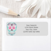 シュガースカルピンク&ターコイズ差出人住所ラベル ラベル (インサイチュ)