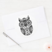 シュガースカルフクロウブラック&ホワイト ラウンドシール (封筒)