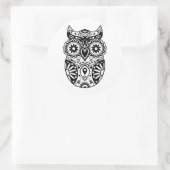 シュガースカルフクロウブラック&ホワイト ラウンドシール (バッグ)