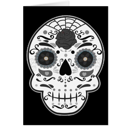 シュガースカルブラック&ホワ結婚イトズフォールドカード (正面)