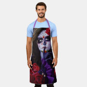 シュガースカルレッドローズパープル エプロン (着用した状態)